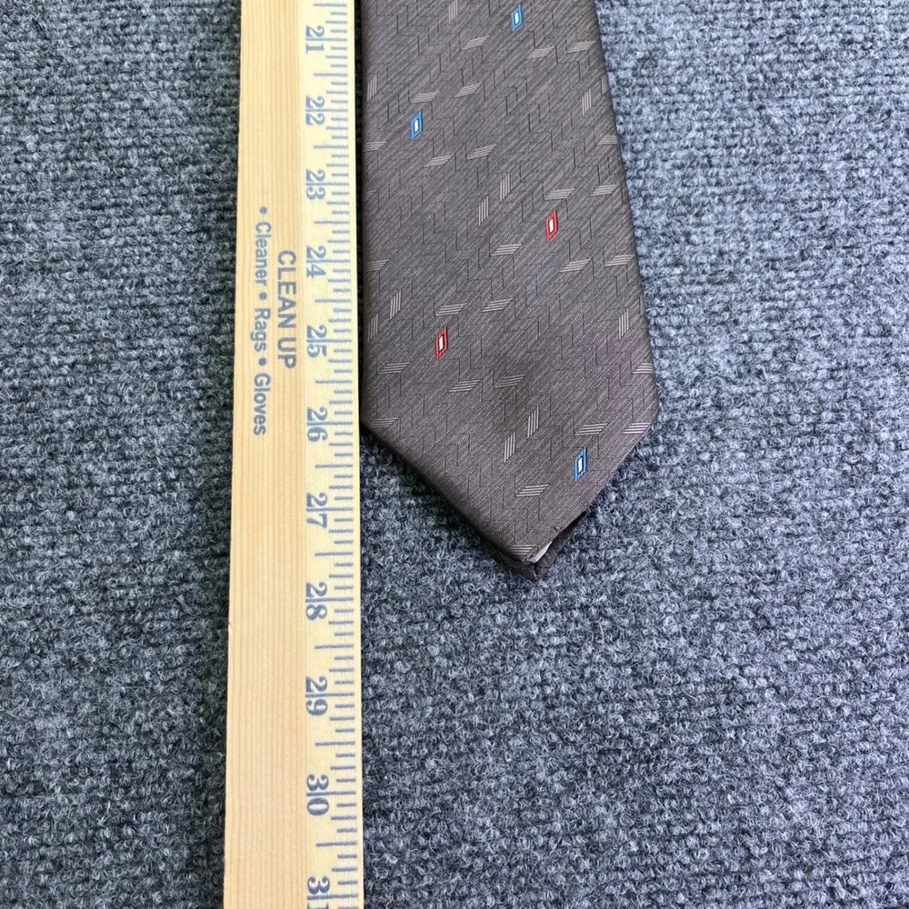Vintage‎ Austin Manor Necktie Brown Geometric Micro Print Woven Jacquard Tie